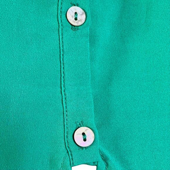 Womens Top Size Medium Teal Professional Flowy Back Button Office Siren Everyday - Picture 6 of 8